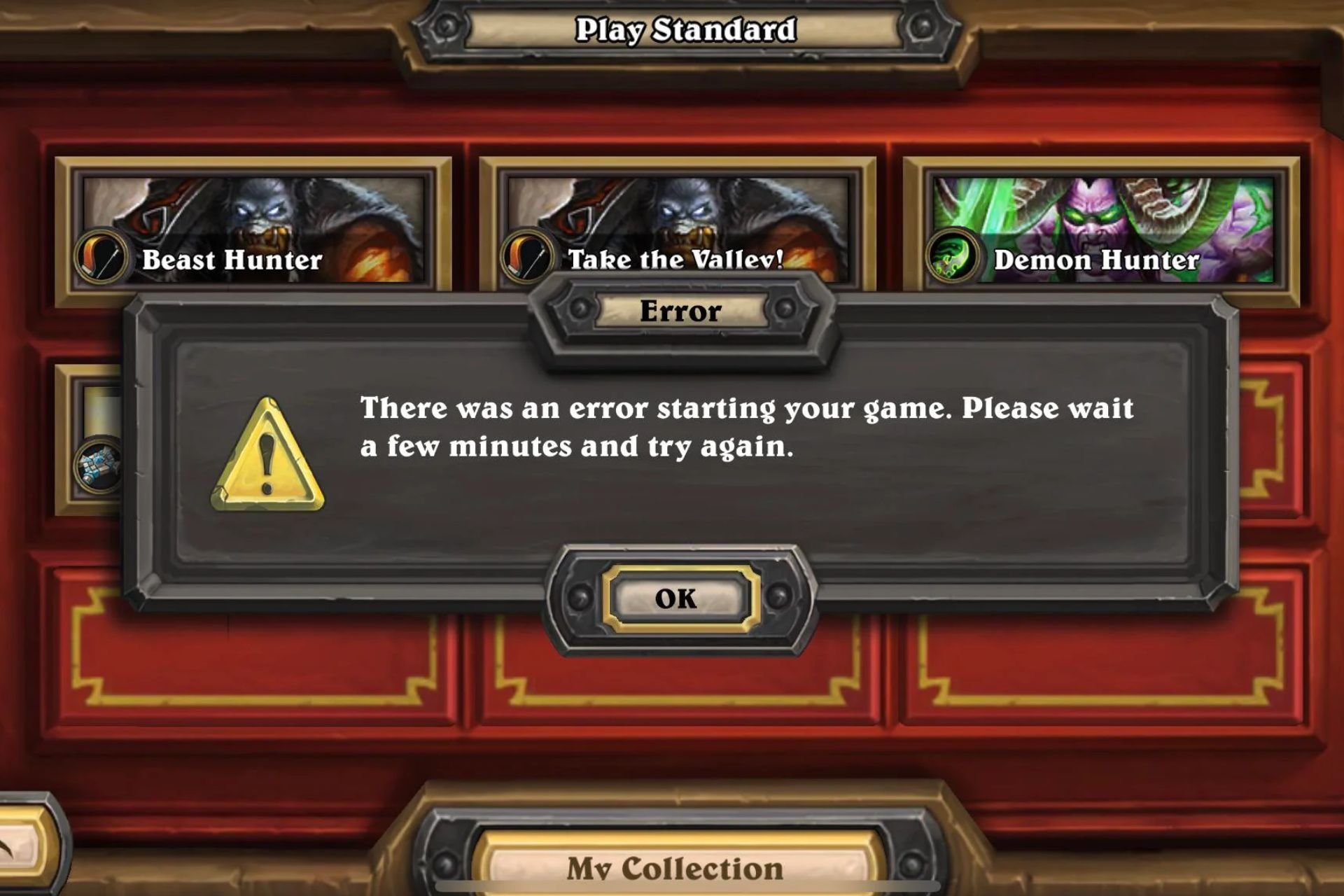 hearthstone there was an error starting your game