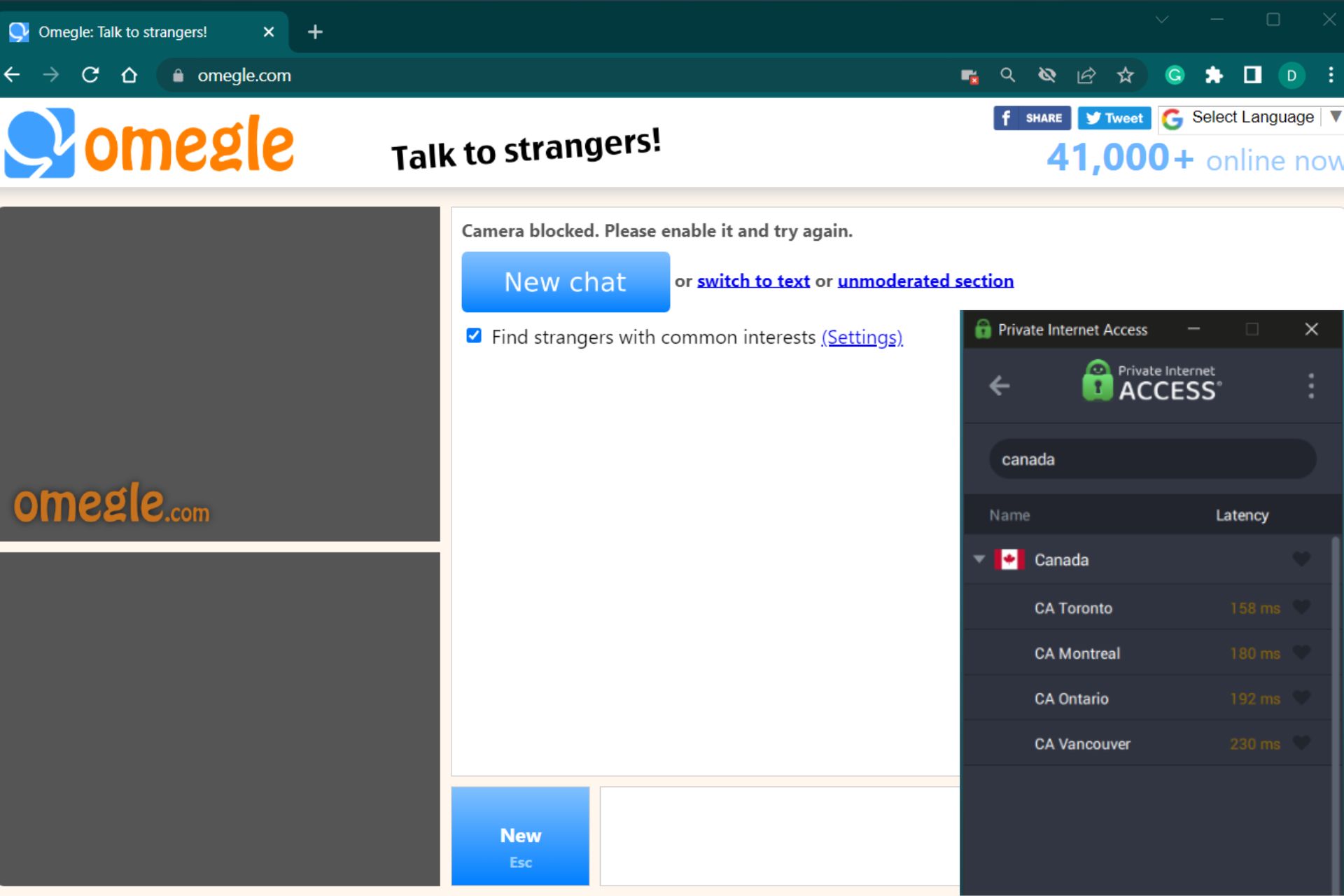 omegle not working vpn