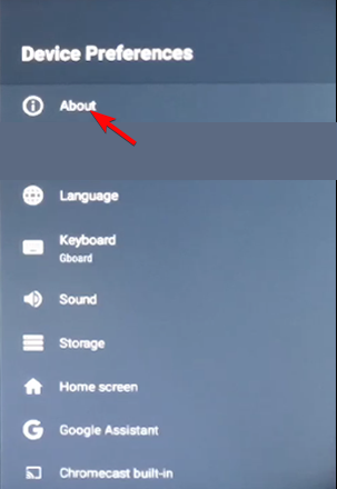 android tv settings about