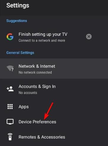 android tv device preferences