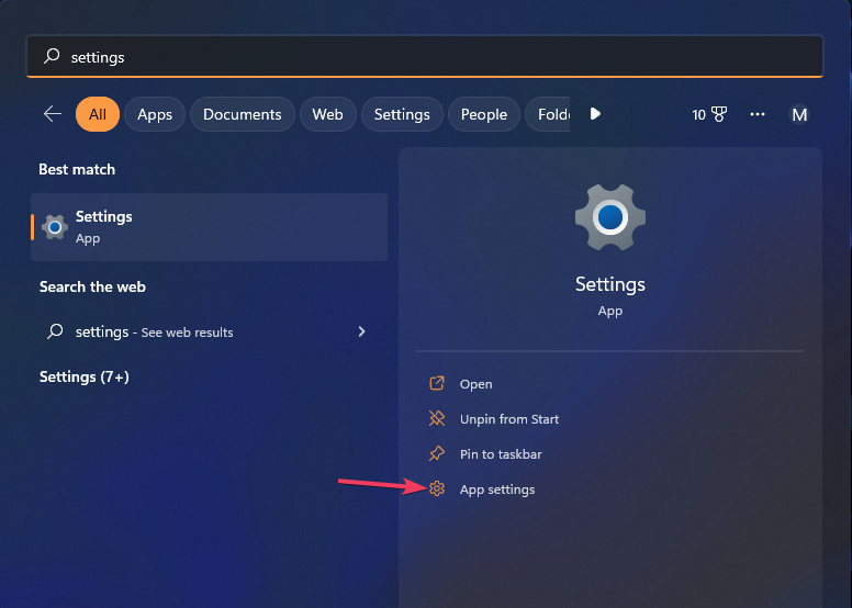 App settings option reinstall windows settings app