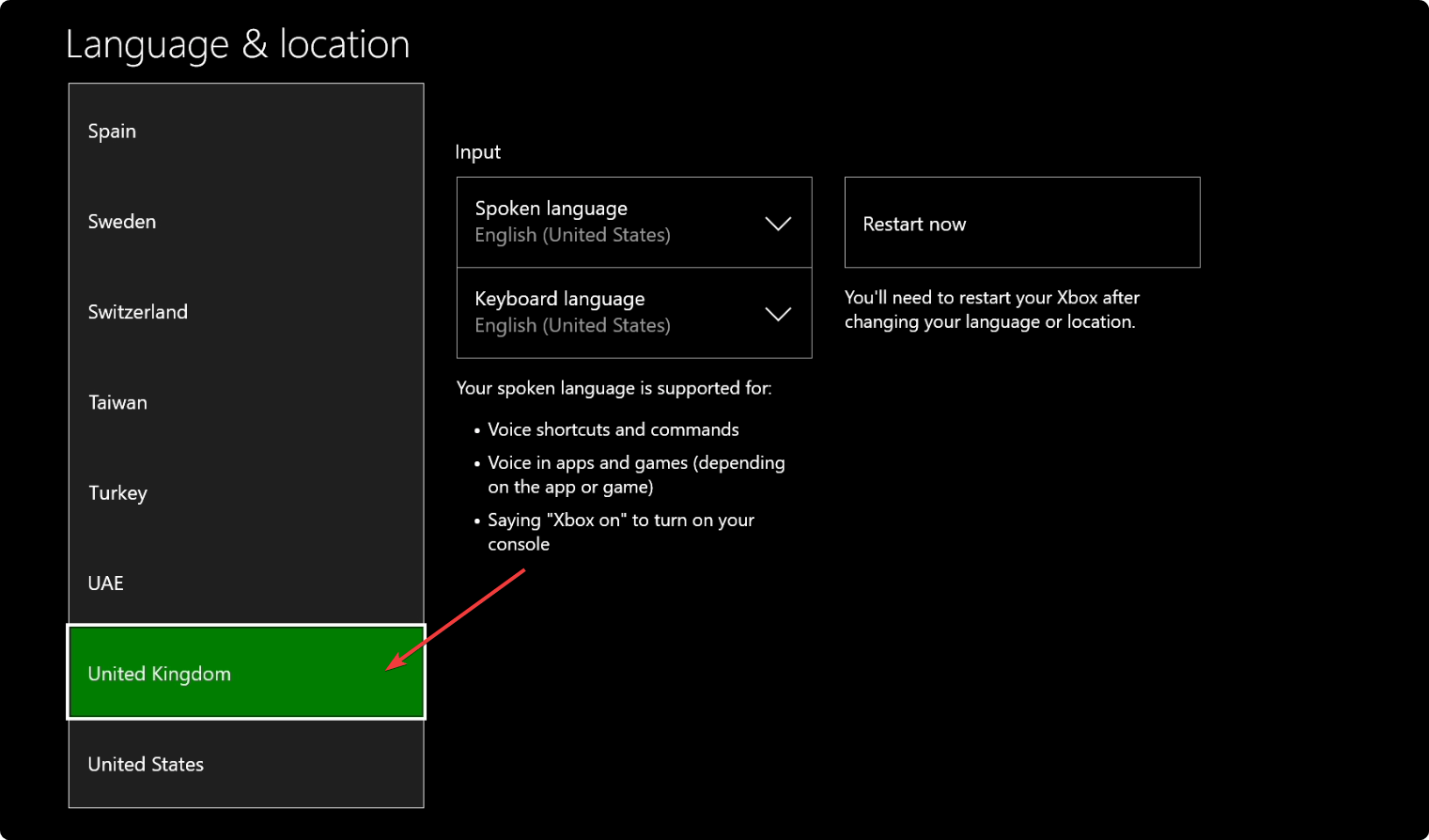 changing location xbox