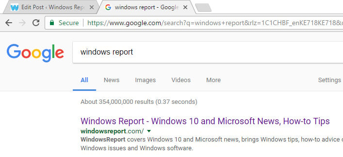 chrome search results