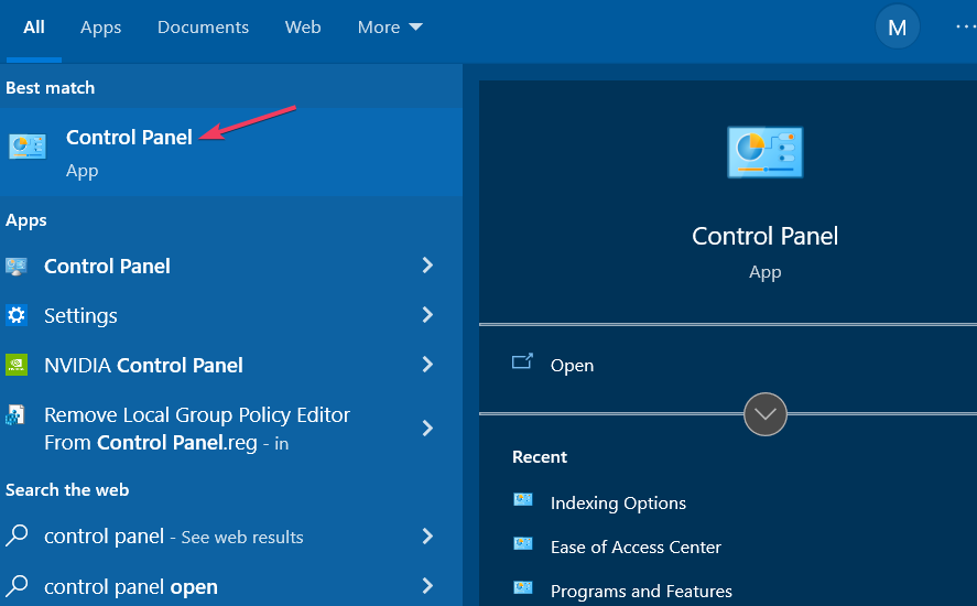 Control Panel search result turn off automatic window resizing windows 10
