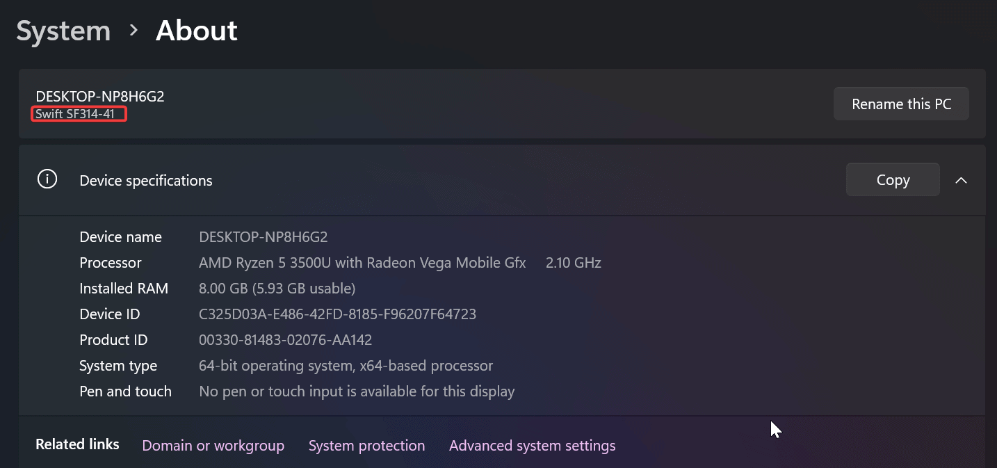 device type settings