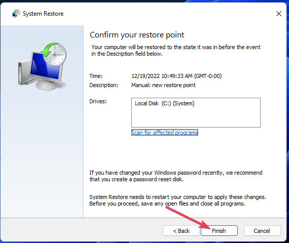 Finish button unable to reset your pc a required drive partition is missing
