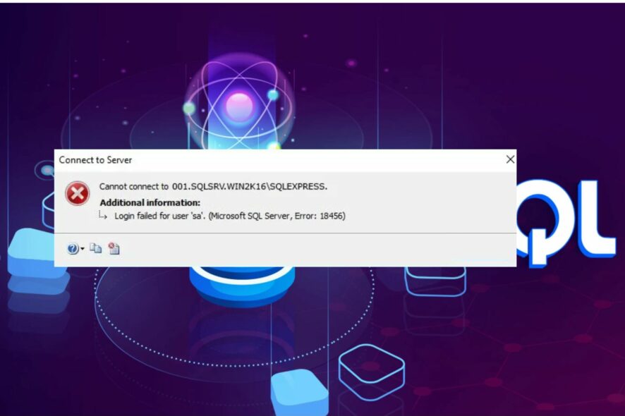 microsoft sql server error 18456