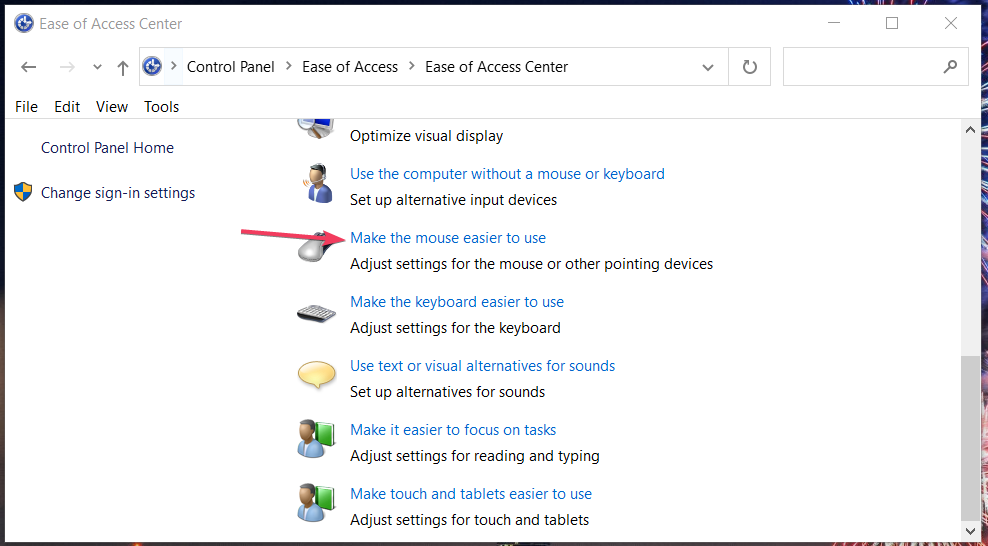 Make the mouse easier to use option turn off automatic window resizing windows 10