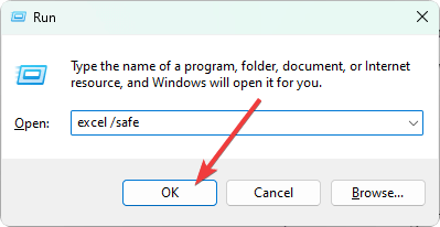 opening excel safe mode with run command