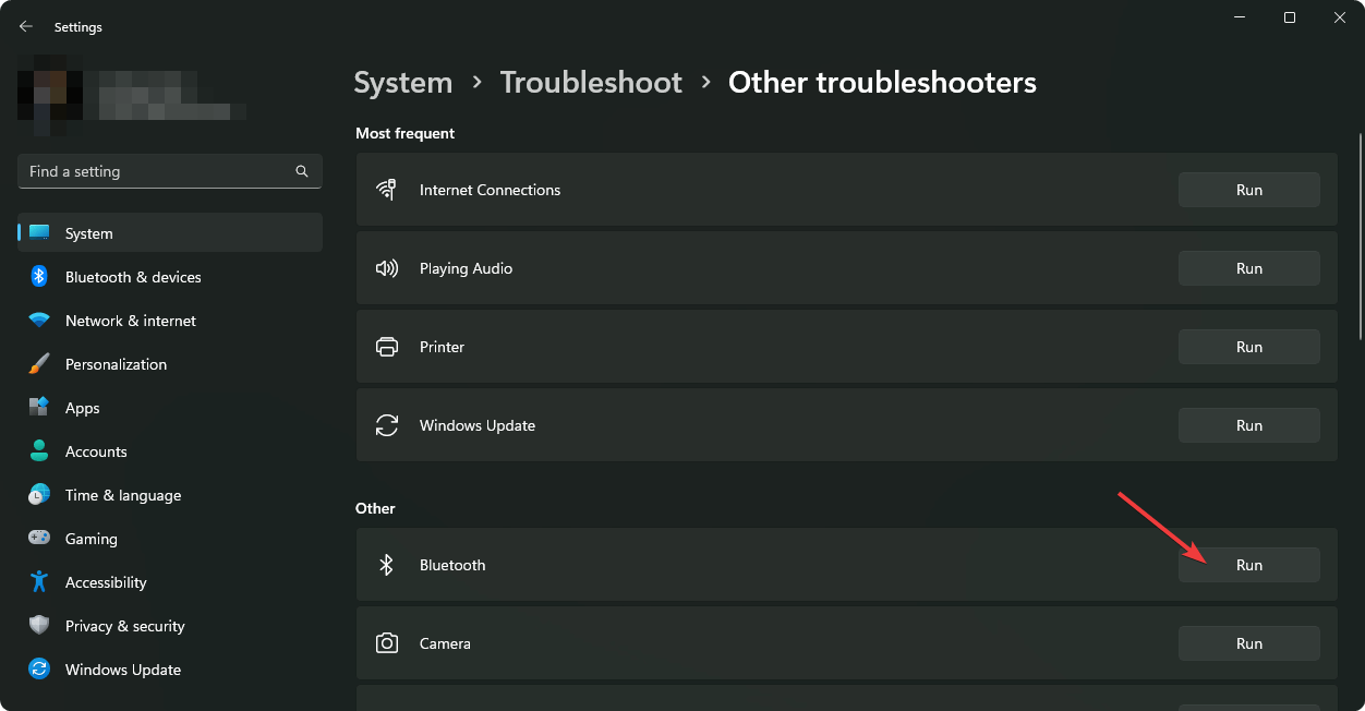 running bluetooth troubleshooter windows 11