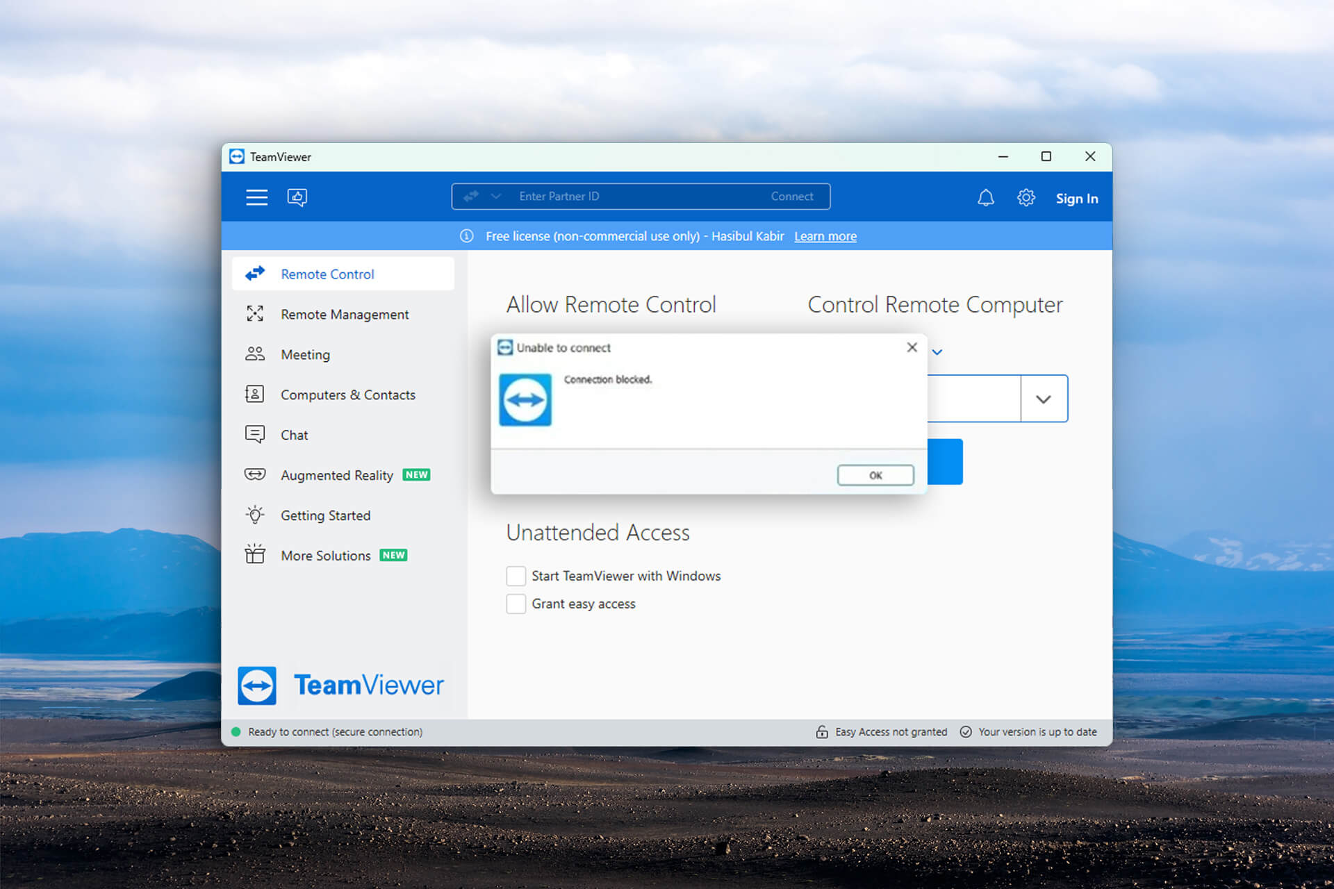 how to fix teamviewer connection blocked after timeout