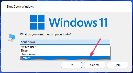 Restart option reinstall windows settings app
