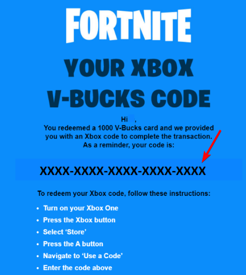 note down the redemption code