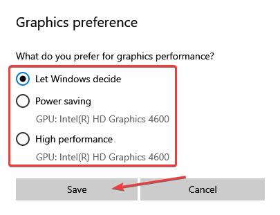 change graphics performance