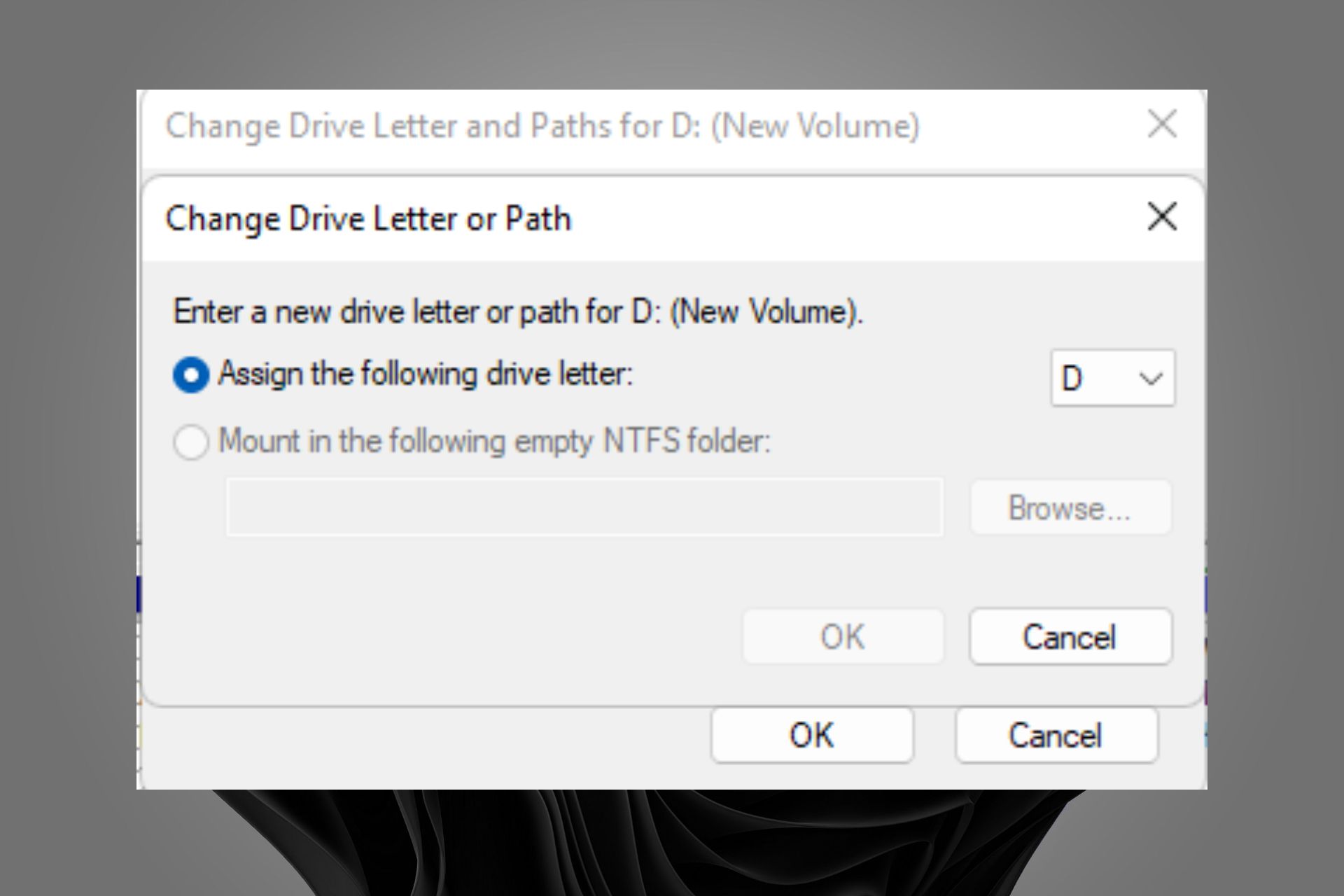 do not assign drive letter or path