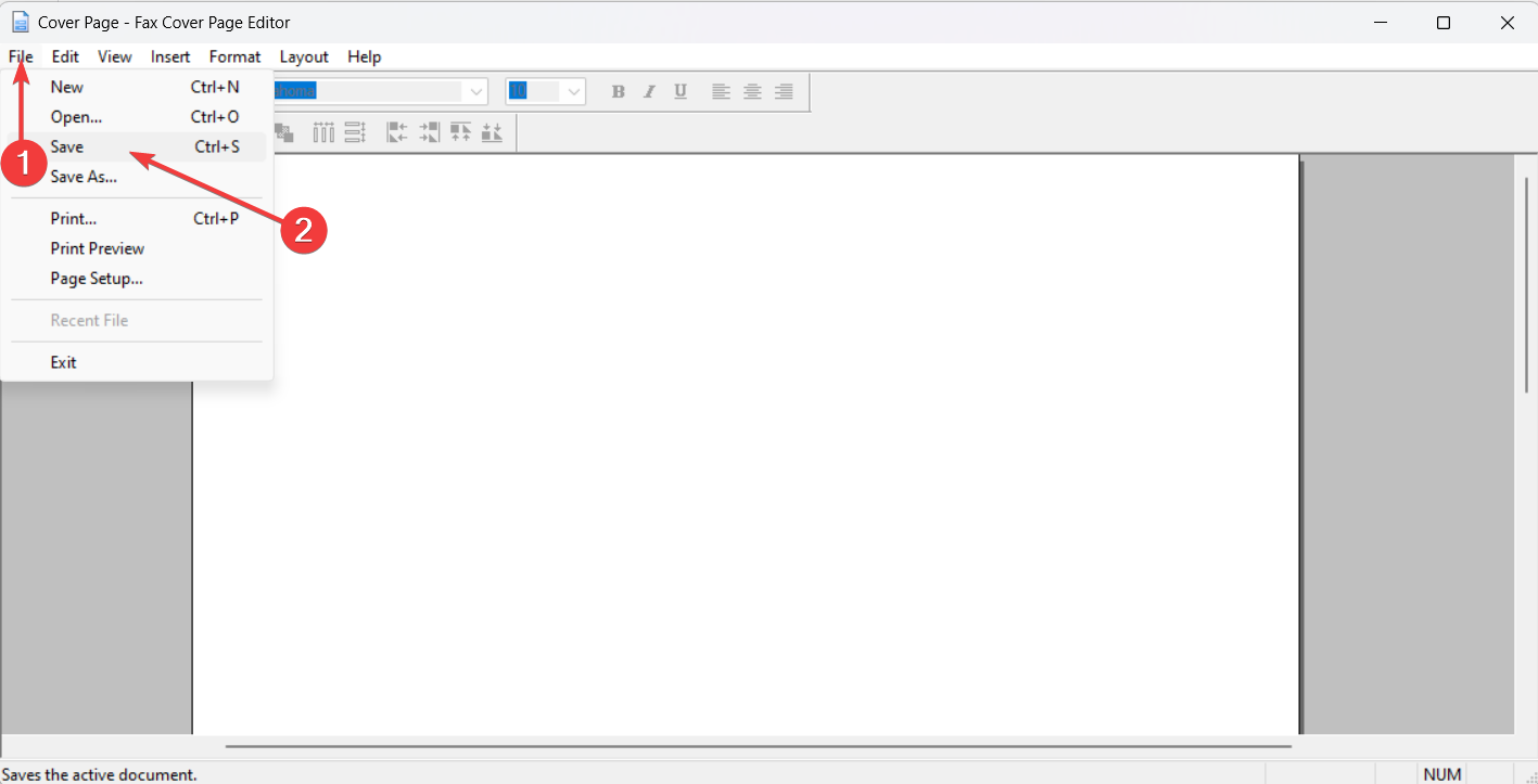 Windows 11 でファックス カバー ページ エディターを保存する