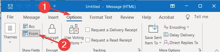 From selected  - FROM field disappearing in Outlook