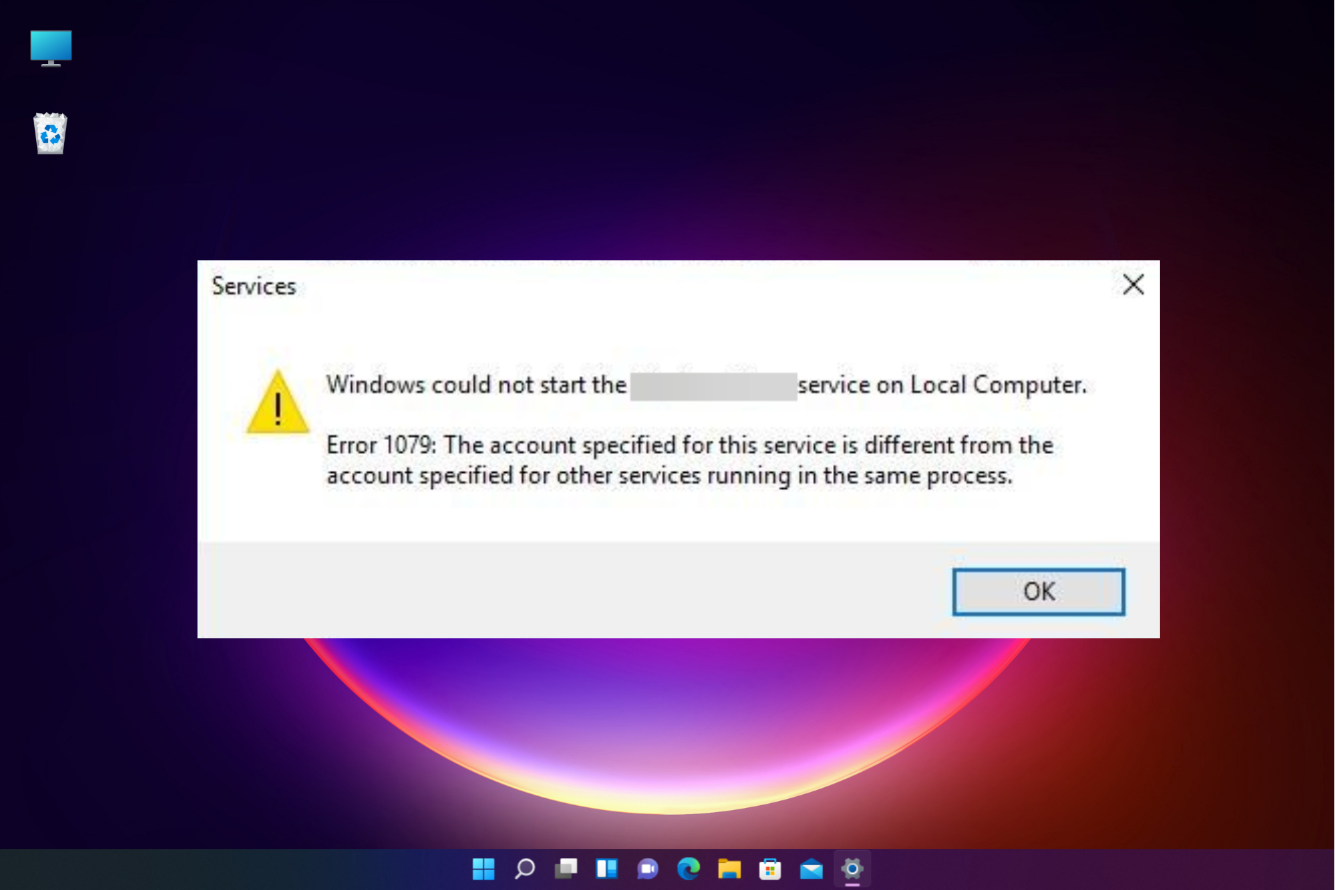 windows service error