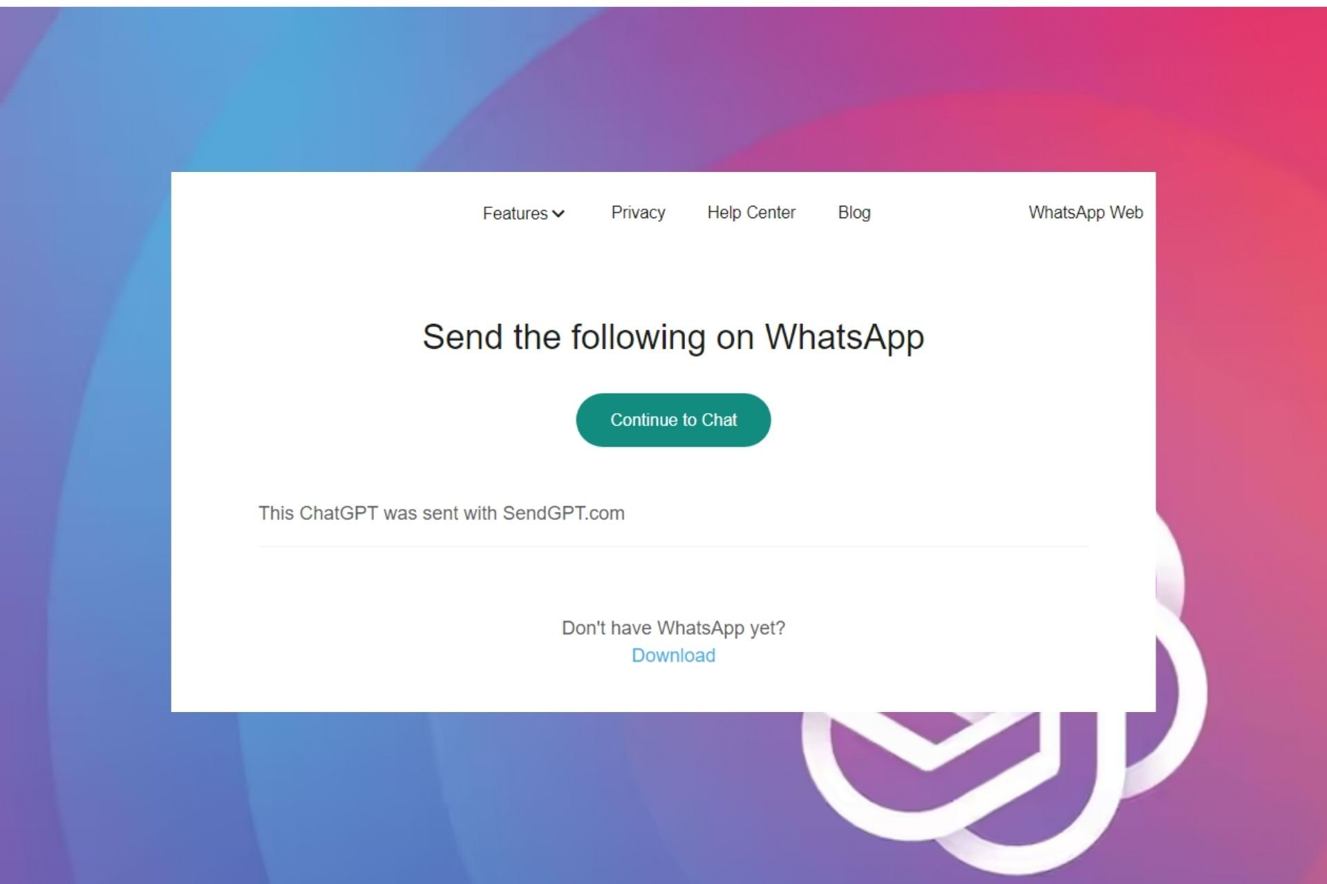 use chatGPT in WhatsApp
