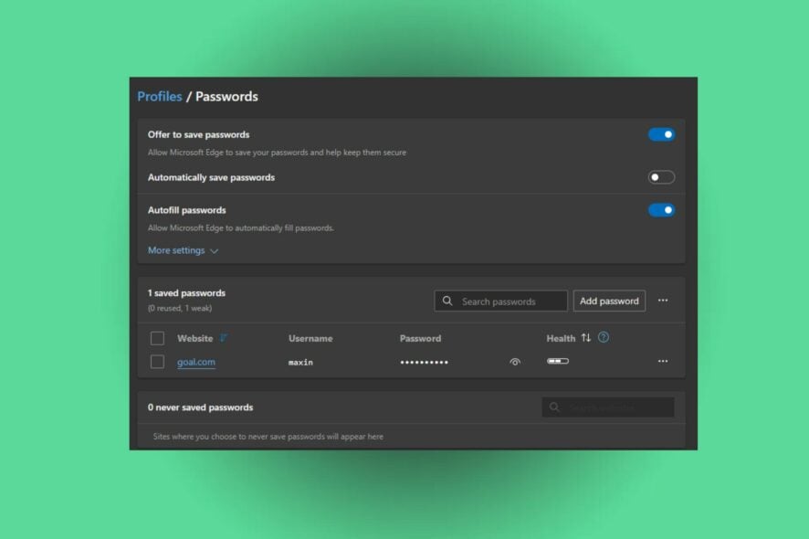 edge saved passwords missing
