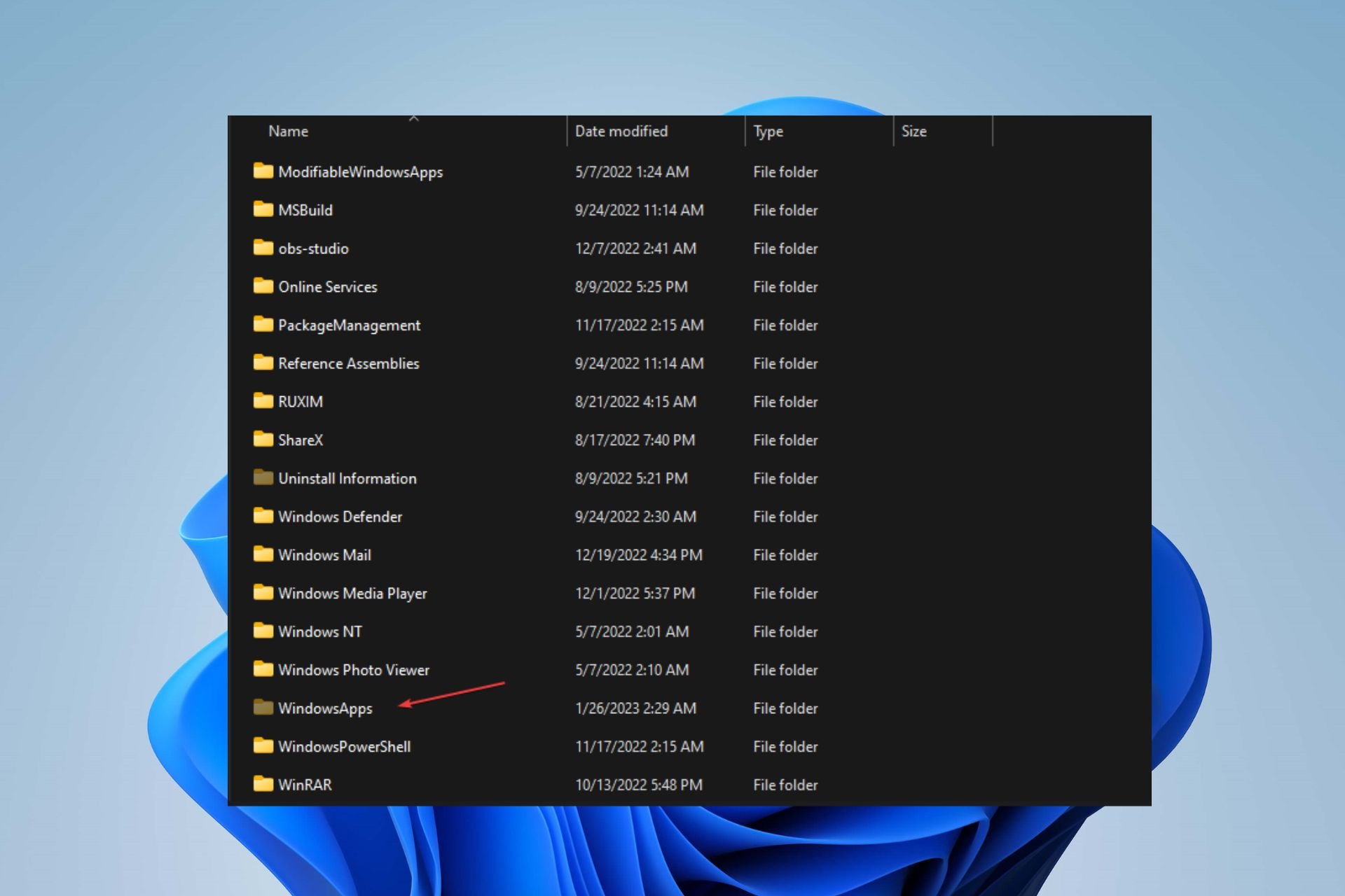 access windowsapps folder