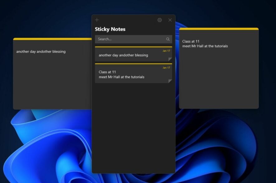 sticky notes stay on top windows 11