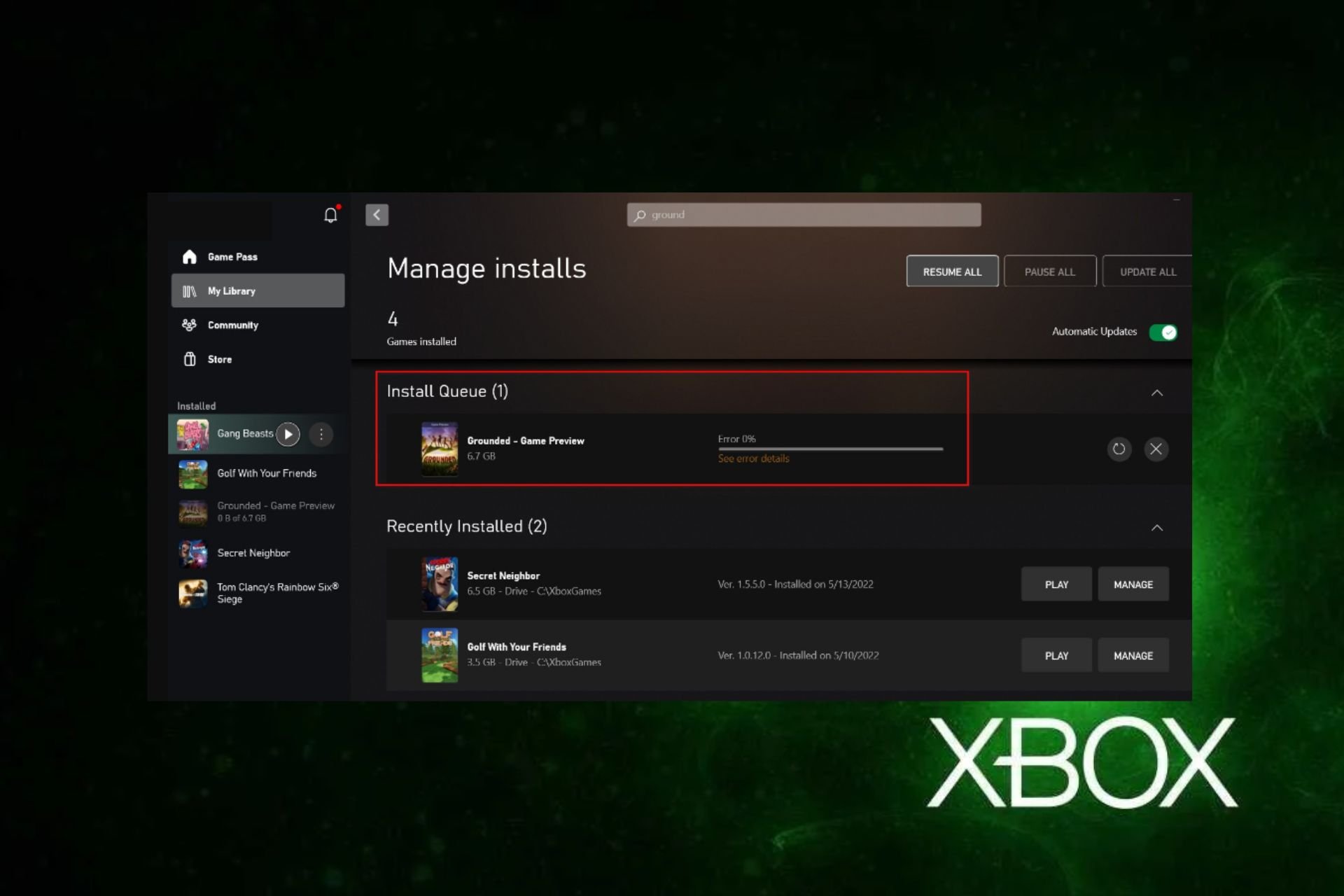 Xbox app slow download