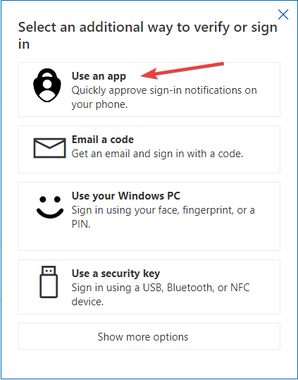 Use an app -microsoft authenticator wrong code