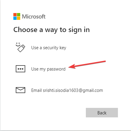 Use my password - Microsoft