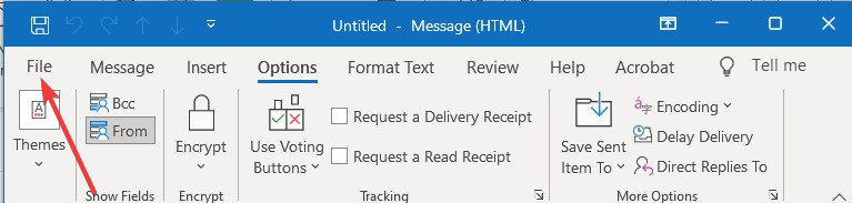File - FROM field disappearing in Outlook