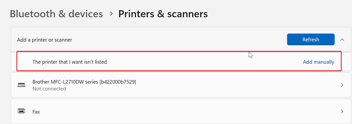 add printer manually