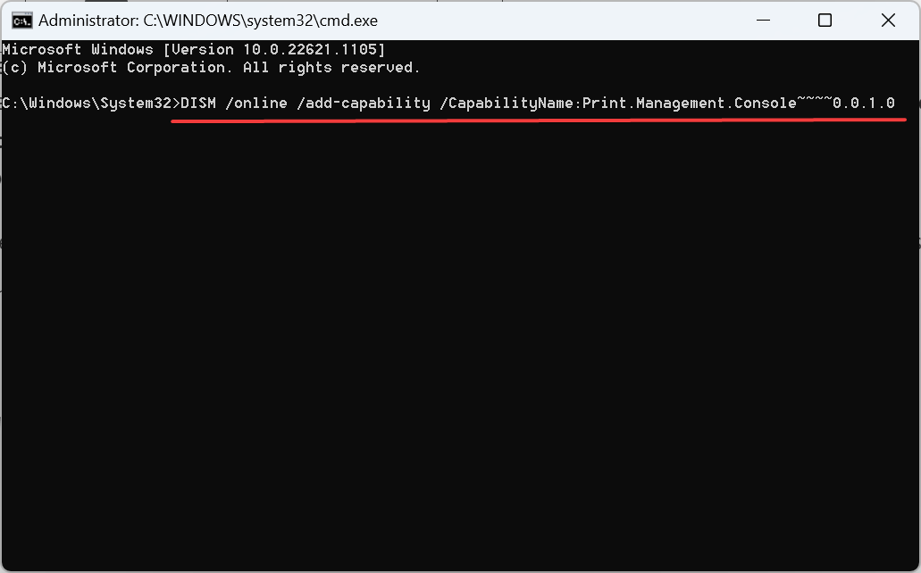 command to install print management windows 11