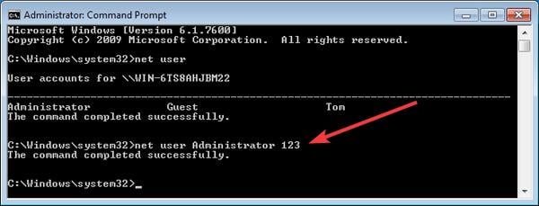 reset password with command prompt in safe mode