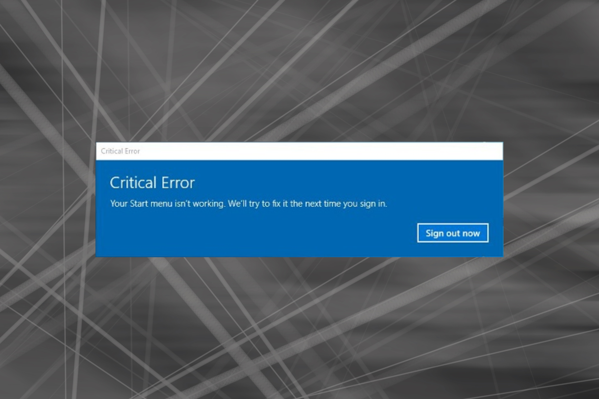 fix critical error when opening start menu