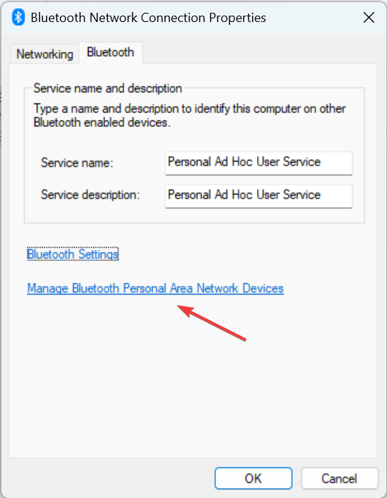 manage personal area network devices to fix bluetooth not finding devices windows 10