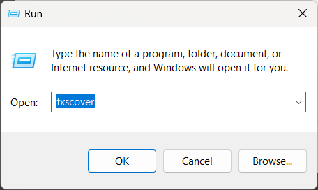 Run windows fxscover - fax cover page editor on windows 11