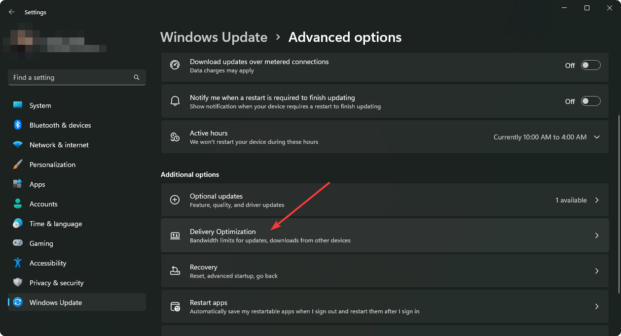 going delivery optimization windows 11 update settings