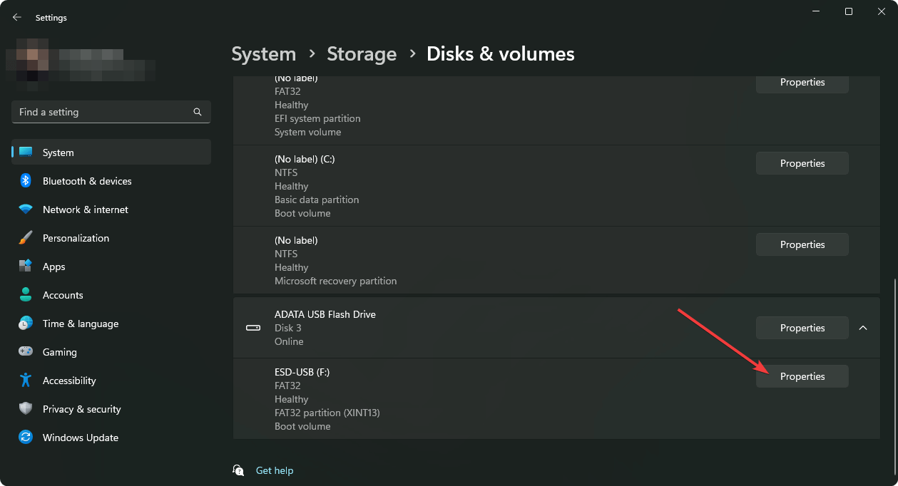 going disk drive properties windows 11 settings
