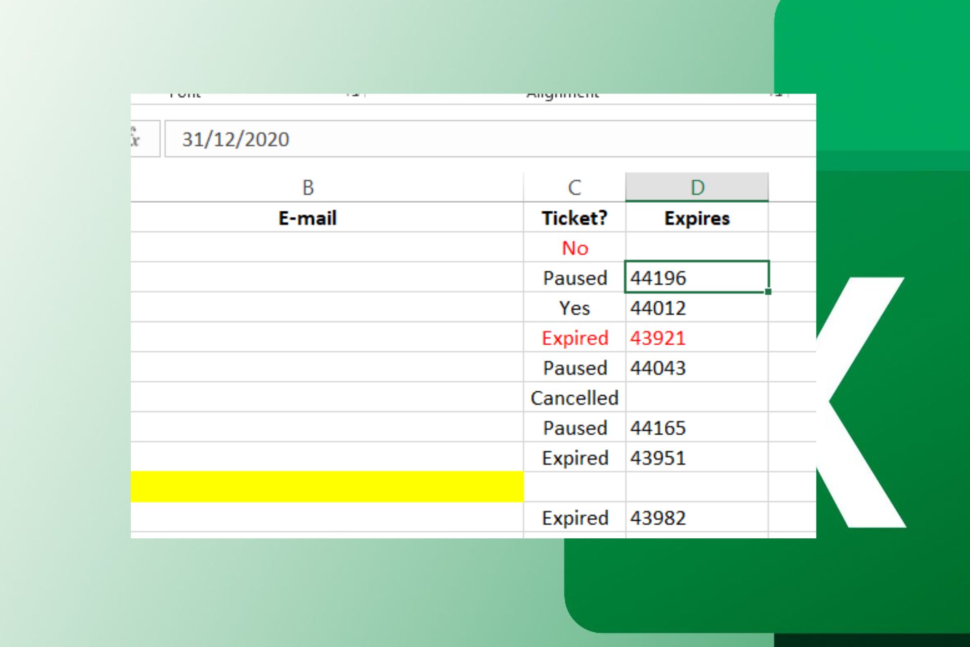 数値として表示される Excel の日付