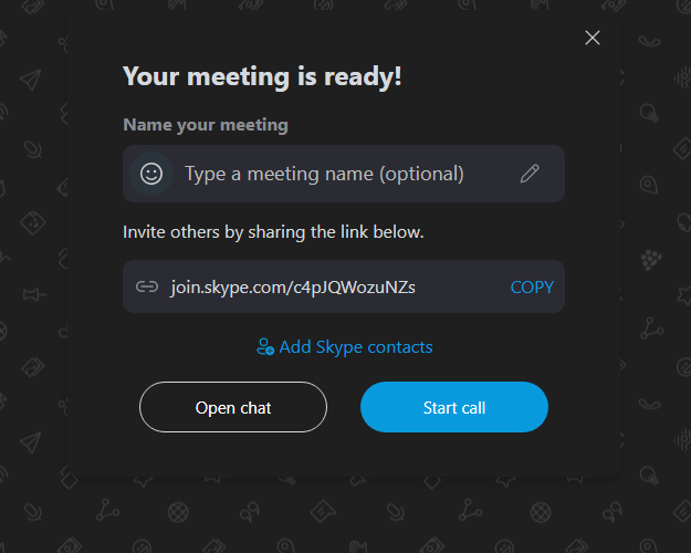 input details and start the private meeting