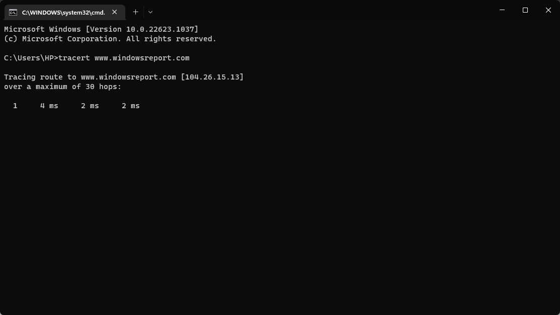 input the command to launch Traceroute
