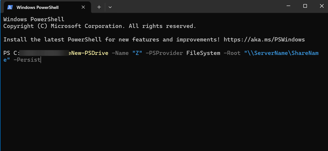 map driver command powershell