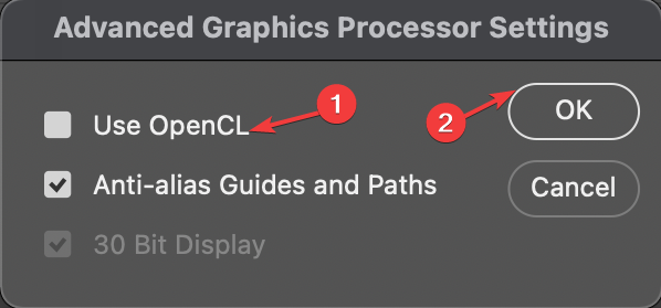 openCL - Photoshop は GPU を使用しません