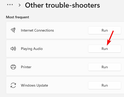 run audio troubleshooter