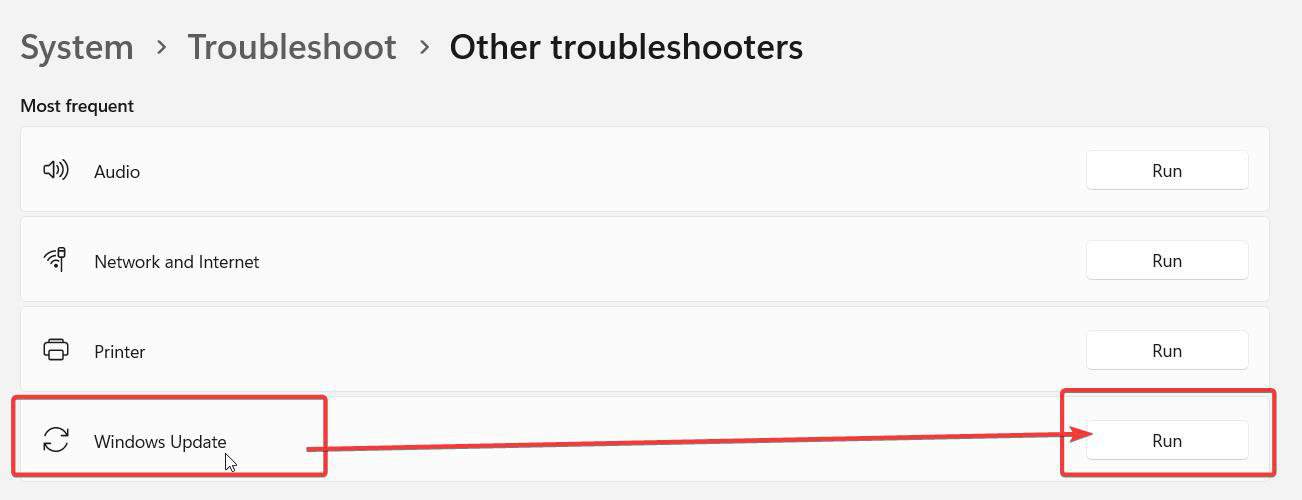 run windows update troubleshooter