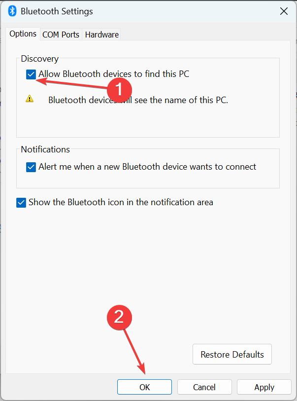 allow visibility to fix bluetooth not finding devices windows 10
