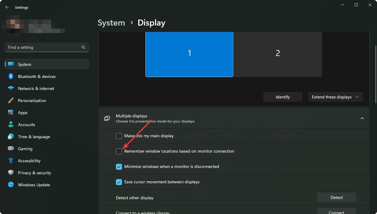 uncheck Rember window locations based on monitor connection