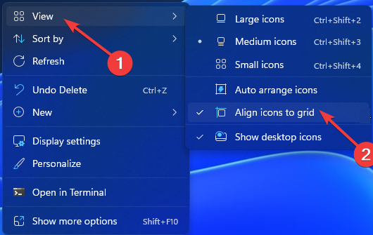 Allow to grid -icons overlapping windows 11