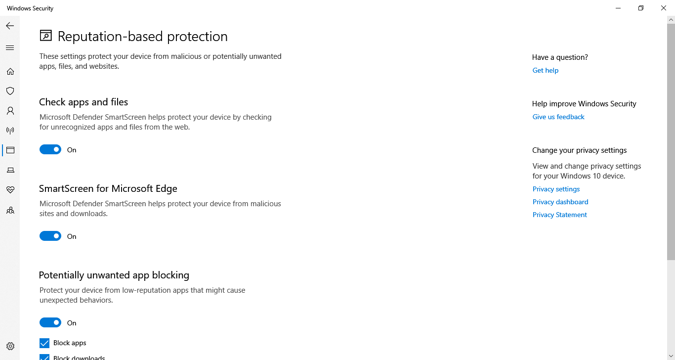 enable all to fix windows security actions recommended