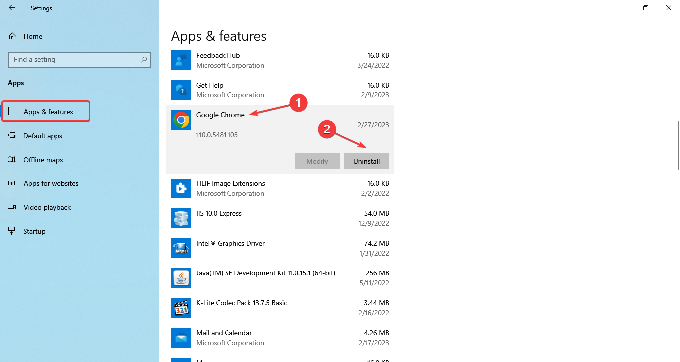 Uninstall apps to fix issues they weren't designed to run on Windows